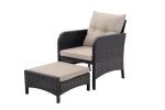 5 Piece Outdoor Patio Furniture Set,All Weather PE Rattan Conversation Chairs with Armrest and Removable Cushions