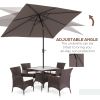 Outsunny 9' x 7' Solar Umbrella, LED Lighted Patio Umbrella for Table or Base with Tilt & Crank, Outdoor Umbrella for Garden, Deck, Backyard, Pool