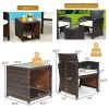 3 Pieces PE Rattan Wicker Furniture Set with Cushion Sofa Coffee Table for Garden