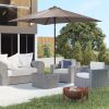 Outsunny 9' x 7' Solar Umbrella, LED Lighted Patio Umbrella for Table or Base with Tilt & Crank, Outdoor Umbrella for Garden, Deck, Backyard, Pool