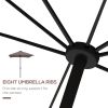 Outsunny 9' x 7' Solar Umbrella, LED Lighted Patio Umbrella for Table or Base with Tilt & Crank, Outdoor Umbrella for Garden, Deck, Backyard, Pool