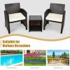 3 Pieces PE Rattan Wicker Furniture Set with Cushion Sofa Coffee Table for Garden
