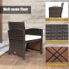 3 Pieces PE Rattan Wicker Furniture Set with Cushion Sofa Coffee Table for Garden