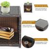 3 Pieces PE Rattan Wicker Furniture Set with Cushion Sofa Coffee Table for Garden