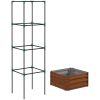 Outsunny Galvanized Raised Garden Bed, 24" x 24" x 11.75" Outdoor Planter Box with Trellis Tomato Cage and Open Bottom for Climbing Vines, Vegetables