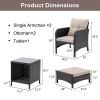 5 Piece Outdoor Patio Furniture Set,All Weather PE Rattan Conversation Chairs with Armrest and Removable Cushions