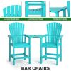 Patio Bar Stools Adirondack Arm Chairs Set of 2, All Weather Outdoor Furniture Wood-Like HDPE Deck Backyard Garden Dining Chairs