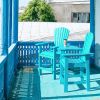 Patio Bar Stools Adirondack Arm Chairs Set of 2, All Weather Outdoor Furniture Wood-Like HDPE Deck Backyard Garden Dining Chairs